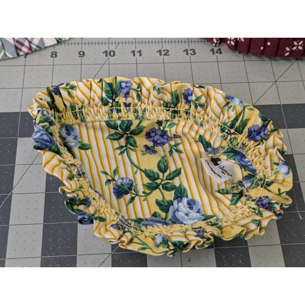 Longaberger‎ Fabric Basket Liner Lot of 3 Market Plaid Red Blue Flower Trellis
